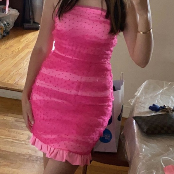 Pink polkadot mesh dress - Picture 4 of 4